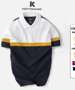 Áo Thun Polo Nam KSM Menswear Tay Ngắn có cổ bẻ phối ngang ngực vải Cá Sấu Cotton dày mịn đẹp PL733-thoitrangcenter