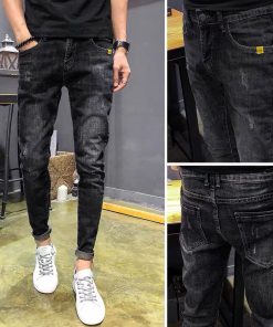 Quần jeans nam ôm co giãn 4 chiều skinny jean nam không rách chất bò màu xám rách thời trang MS19 MHMen-thoitrangcenter