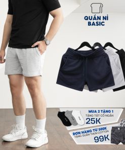 Quần short thể thao nam basic BAMIHOME chất vải nỉ da cá khô thoáng
