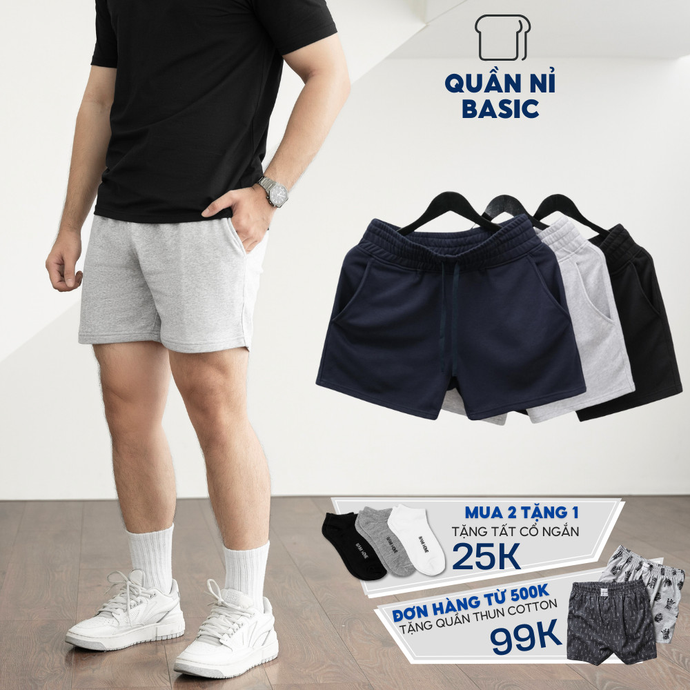 Quần short thể thao nam basic BAMIHOME chất vải nỉ da cá khô thoáng