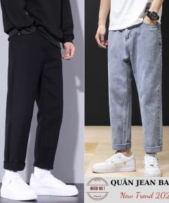 Quần jean nam đen baggy ống suông rộng NEEDUS chất vải bò cao cấp dày dặn