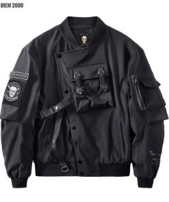 Grim-85 Bomber Jacket - Có sẵn. Áo khoác bomber techwear thiết kế patch và thêu hình đầu lâu-thoitrangcenter