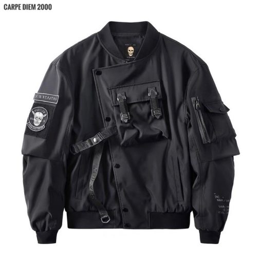 Grim-85 Bomber Jacket - Có sẵn. Áo khoác bomber techwear thiết kế patch và thêu hình đầu lâu-thoitrangcenter