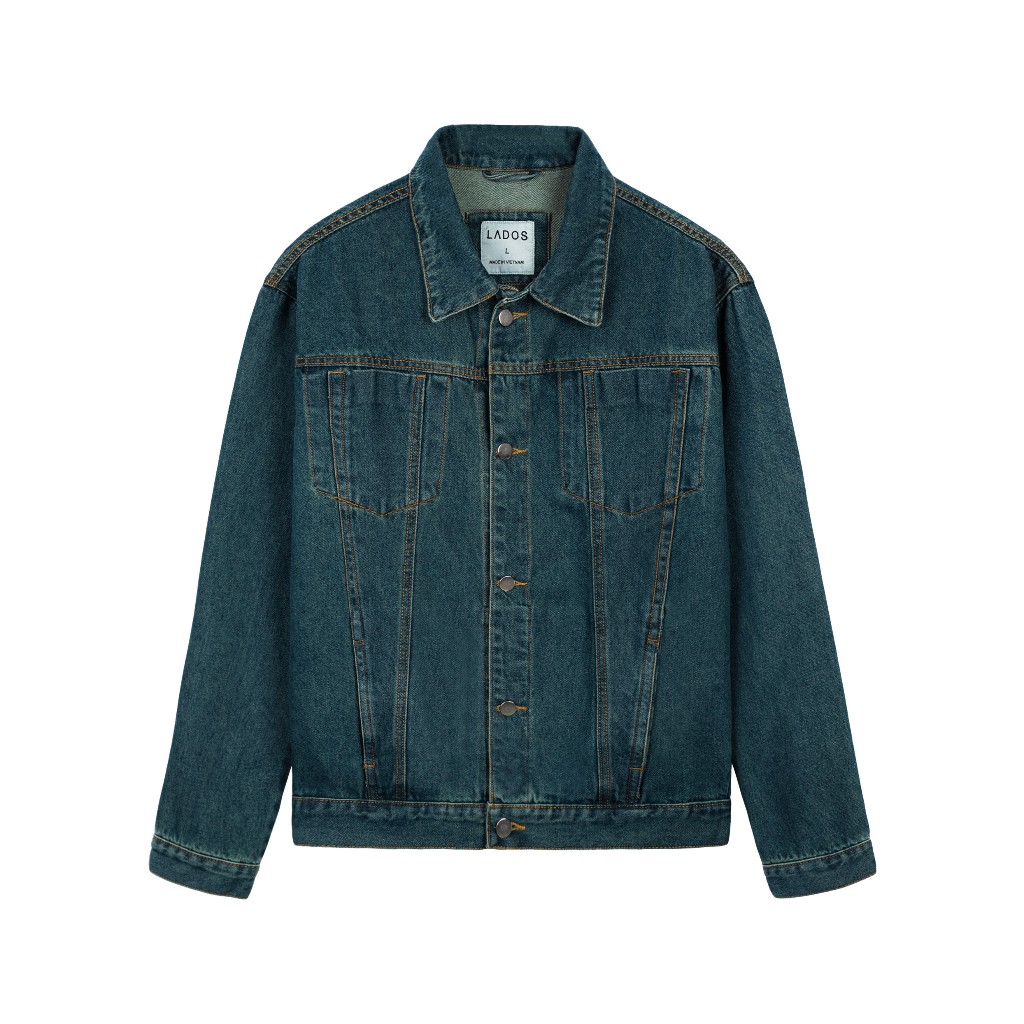 Áo khoác jean nam xanh đậm phong cách thời trang LADOS-2078 cá tính