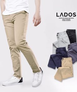 Quần kaki dài trơn cao cấp nam tính LADOS - 14069 dáng slimfit chất kaki dày dặn co giãn nhẹ