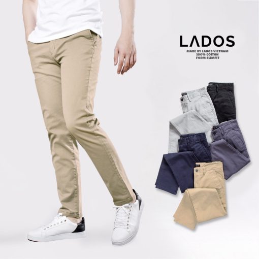 Quần kaki dài trơn cao cấp nam tính LADOS - 14069 dáng slimfit chất kaki dày dặn co giãn nhẹ