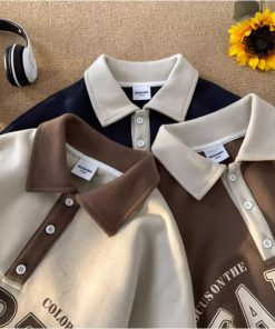 Áo Polo unisex phối viền HEARTEN Áo cổ bẻ chất liệu cotton cá sấu Áo thun unisex nam nữ đều mặc được-thoitrangcenter