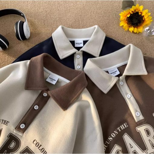 Áo Polo unisex phối viền HEARTEN Áo cổ bẻ chất liệu cotton cá sấu Áo thun unisex nam nữ đều mặc được-thoitrangcenter