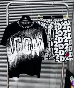 Bộ Quần Áo Thun DSQ Vẩy Sơn Chữ Icon Hotrend Hè 2024