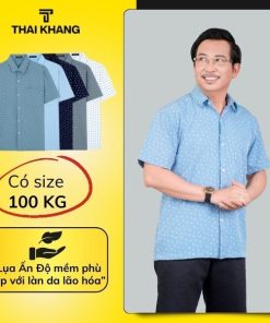 Áo sơ mi nam ngắn tay trung niên THÁI KHANG vải lụa mềm form classic rộng rãi thoải mái  ALUA12-thoitrangcenter