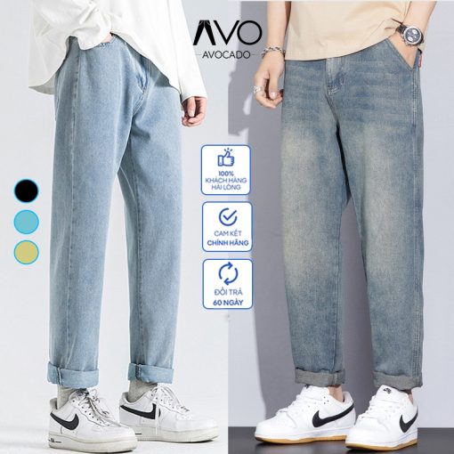 Quần Bò jeans baggy nam cạp cao phom xuông ống suông rộng lỡ cao cấp Avocado-thoitrangcenter