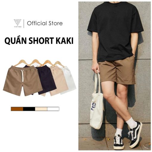 Quần Short Kaki Nam VINTINO Form Đùi Cộc Cạp Chun Vải Kaki Gió Mềm Mại QS01-thoitrangcenter