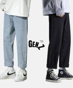 Quần jeans baggy nam ống suông rộng màu xanh