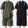 Set bộ quần áo sơ mi Zip đũi chất cotton đũi cao cấp