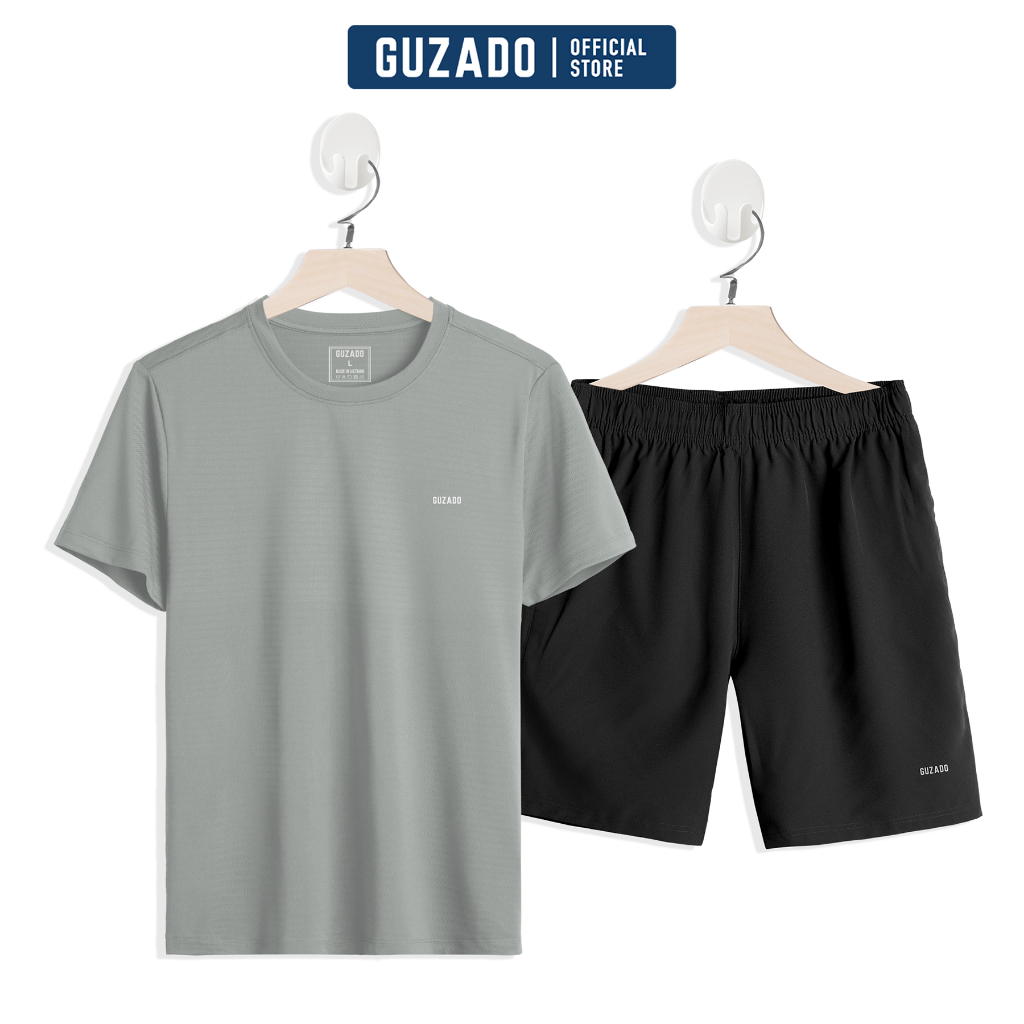 Bộ quần áo thể thao nam cổ tròn Guzado Chất Coolmax thể thao vận động thoải mái BTS02-thoitrangcenter