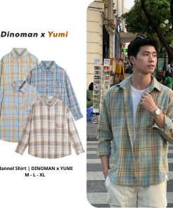 Áo Sơ Mi Flannel Dài Tay Sọc Caro Dino x Yumi