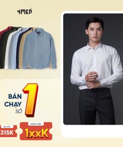 Áo Sơ Mi Nam Dài Tay 4MEN SM088 lụa chéo hạn chế nhăn