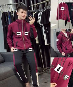 Bộ Quần Áo Nam Pa Rít Đỏ Thêu Logo Khóa Chuẩn Siêu Hót - Bộ Quần Áo Nam Pa Rít Thêu Siêu Đẹp-thoitrangcenter