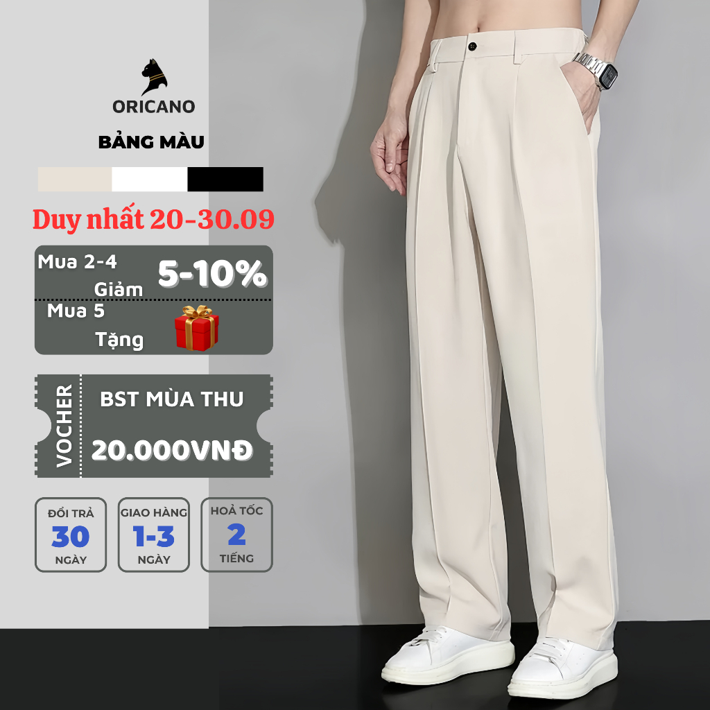 Quần Tây Nam Cao Cấp ORICANO Quần Âu Nam Kiểu Ống Rộng Vải Dày Dặn Co Giãn Nhẹ Phong Cách Hàn Quốc Dễ Phối Đồ Hottren-thoitrangcenter