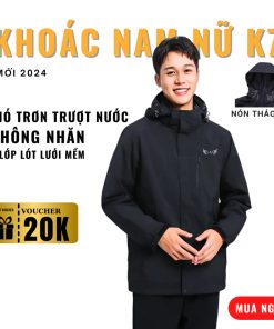 Áo Khoác Chống Nước Áo Khoác Gió Chống Thấm Nam Nữ 2 Lớp Không Nhăn K7 4 Túi 5 Khóa Vải Dù Đi Phượt-thoitrangcenter
