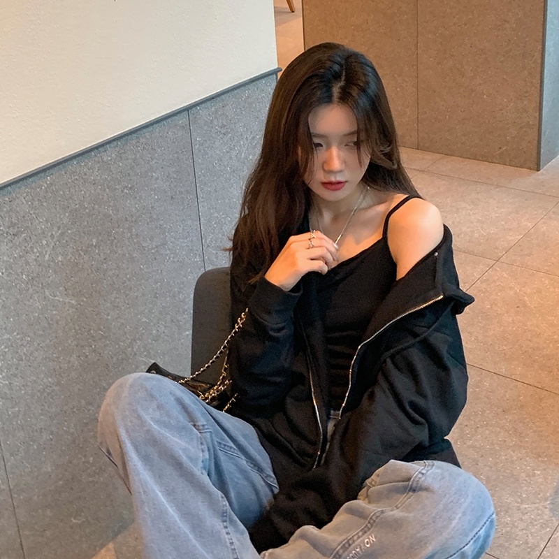 SUXI Áo hoodie mỏng dáng rộng thời trang mùa thu cho nữ-thoitrangcenter - Ảnh 3