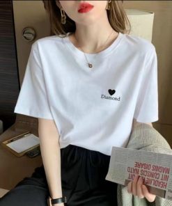 Áo thun cổ tròn tay ngắn in chữ Diamond đơn giản chất thun cotton co dãn thoáng mát hot hit kiểu Hàn Quốc-thoitrangcenter