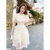 Váy ren kem thiết kế cao cấp V4615-DVC-thoitrangcenter