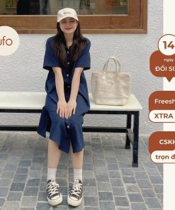 Váy sơ mi suông dài liền thân - BST Long Chemise 2021 - ufo.thebasic-thoitrangcenter