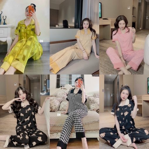 Bộ Lụa Mango Tay Ngắn Chất Liệu Lụa Mango Cao Cấp Mặc Nhà Pyjama-thoitrangcenter