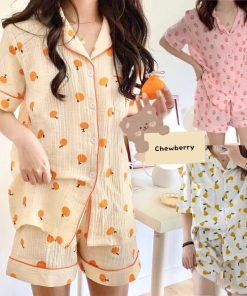 BỘ ĐỒ NGỦ NỮ PIJAMA Trái Tim XANH Mặc Nhà Cộc Tay Xinh Xắn-thoitrangcenter