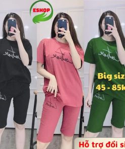 Đồ bộ mặc nhà nữ quần lửng bigsize mùa hè thun cotton thể thao đẹp dễ thương cute trung niên mặc ngủ đi chơi ESHOP AD02-thoitrangcenter