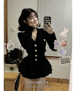 Cocorygirl Áo Khoác cardigan Dệt Kim Tay Dài Cổ Chữ v Dáng Ôm Phong Cách retro Thời Trang Dành Cho Nữ-thoitrangcenter