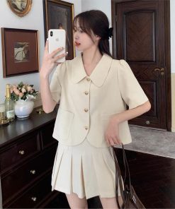 Áo blazer cổ bẻ cúc tim chất đẹp-thoitrangcenter