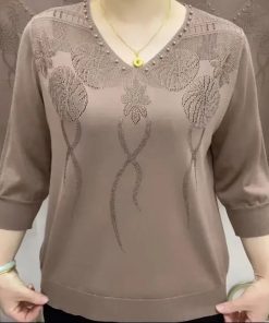 Áo dệt kim vải lụa mát thời trang mùa hè cho nữ dễ phối đồ-thoitrangcenter