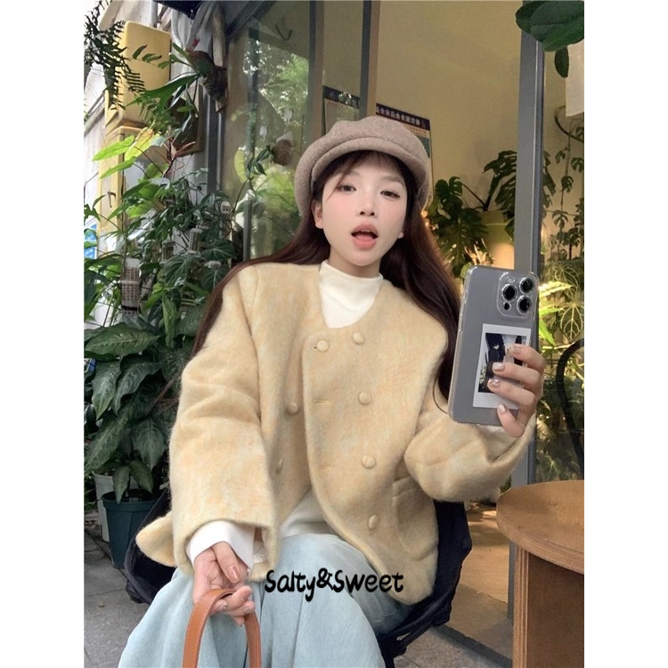 Áo khoác dạ tweed độc đáo trendy Hàn Quốc WJK23C02PJ 49Z231205-thoitrangcenter