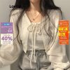 Áo cardigan Lovito tay dài cột dây màu trơn thường ngày cho nữ áo kiểu cardigan croptop LNA06032 (Nhiều màu)-thoitrangcenter