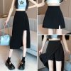 Size Lớn Giữa Chiều Dài Váy Nữ Cao Cấp Khe Không Đều Màu Đen Chữ A Hip-Packed Hakama-thoitrangcenter