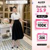 Set Áo Sơ Mi Chân Váy Dài ALICE Đồ Công Sở Tay Phồng Xếp Ly Ngực Kèm Chân Váy Cạp Cao Xòe S296-thoitrangcenter