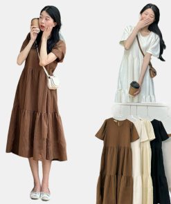 Váy nữ babydoll cộc tay xếp tầng Choice NH51 chất vải gân kèm yếm lót xinh xắn Freesize-thoitrangcenter