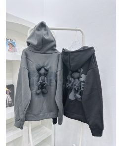 Áo Khoác Hoodie Gắn Gấu Sau Lưng Form Rộng Chất Nỉ Bông Trần Dày Dặn Cao Cấp