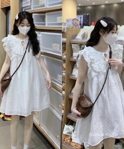 [V1.375] Váy Thô Ren Trắng Dáng Babydoll Hàn Quốc