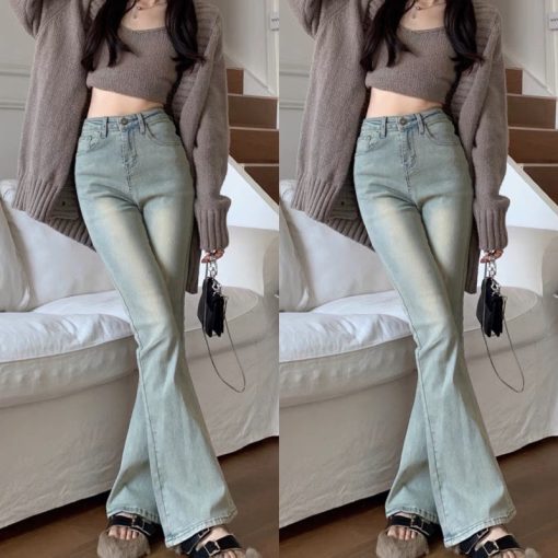 Quần jeans loe lưng cao ống dài hàng loại 1 chất co dãn đủ 3 màu-thoitrangcenter