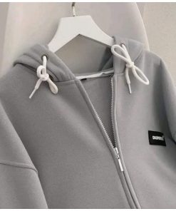 Áo Hoodie Nữ Form Rộng Mũ 2 Lớp In Chữ DUMBLE màu xám-thoitrangcenter