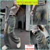 [ORHB1163]QUẦN JEANS ỐNG RỘNG NỮ LƯNG CAO KHÓA KÉO KÈM NẮP HÔNG MÀU XANH ĐẬM PHỦ ÁNH VÀNG LAI TUA SIÊU CÁ TÍNH HOT HIT-thoitrangcenter