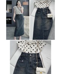 Chân váy jeans denim lưng cao nắp túi hot trend #5040-thoitrangcenter