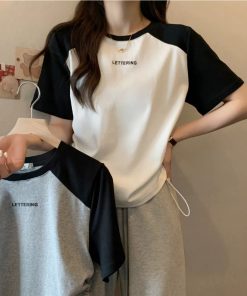 Áo Croptop Lettering Dây Rút Dáng Babytee Dành Cho Nữ-thoitrangcenter