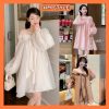 Váy babydoll trễ vai nơ ngực chất voan tơ 2 lớp mềm mại