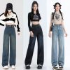 Quần jean bò ống rộng suông xuông nữ jeans cạp cao phong cách style-thoitrangcenter