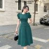 Đầm dự tiệc Nhật Vy đính cúc bọc dập ly dáng xoè chất lụa phù hợp công sở đi chơi sang trọng - D2820-thoitrangcenter