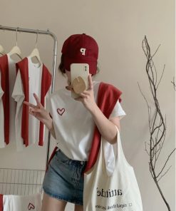 (TẶNG KÈM KHĂN CHOÀNG) Áo thun babytee in tim kèm khăn-thoitrangcenter